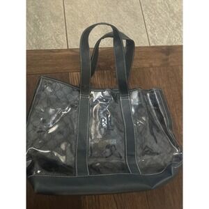 Lauren Ralph Lauren Tote Bag Clear Vinyl Monogram RL Logo Handles